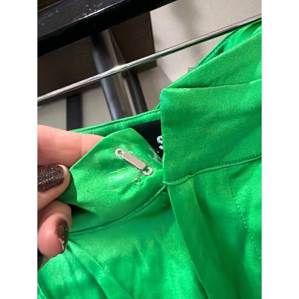 SEROYA Zarri Silk Wide Leg Pant Kelly Green Womens Size Small - Picture 10 of 13